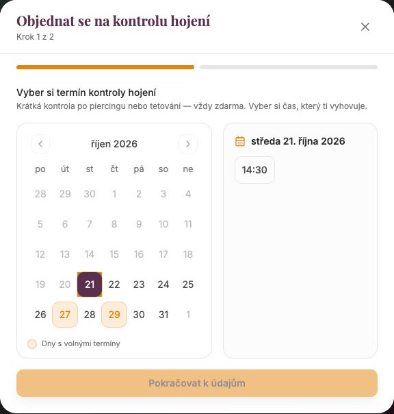 Výběr volného termínu v rezervaci Haluznice